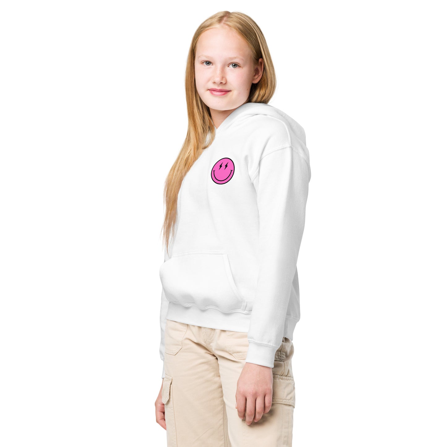 Pink smiley hoodie youth