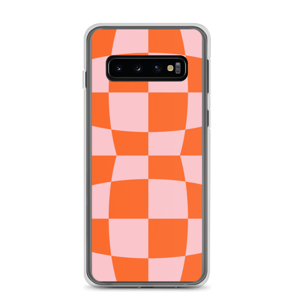 Orange + Pink Wavy Checks Samsung