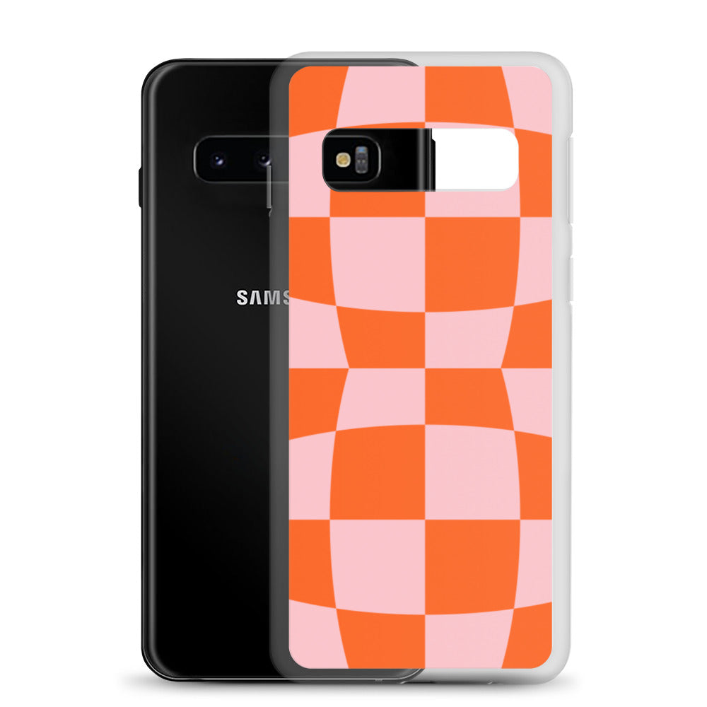 Orange + Pink Wavy Checks Samsung