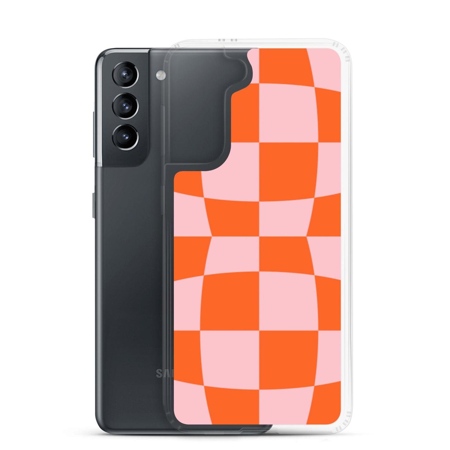 Orange + Pink Wavy Checks Samsung