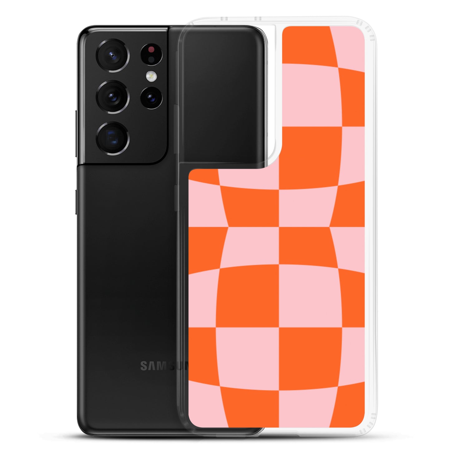 Orange + Pink Wavy Checks Samsung