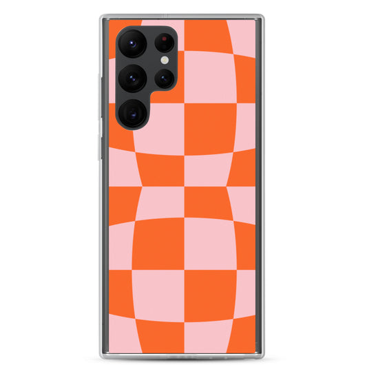 Orange + Pink Wavy Checks Samsung